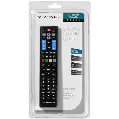 Vivanco Ersatzfernbedienung f. Philips 38018 FB Schwarz Slike