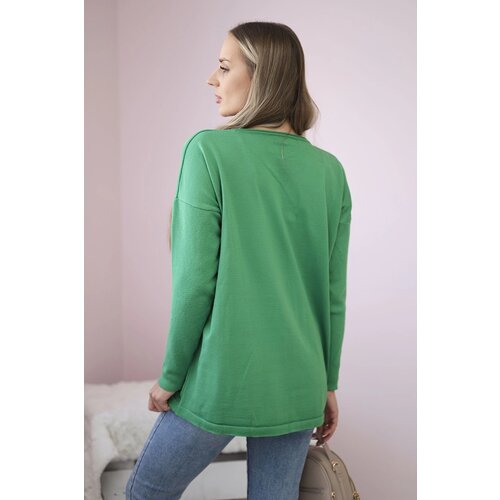 Kesi Sweater with front pockets in light green color Cene