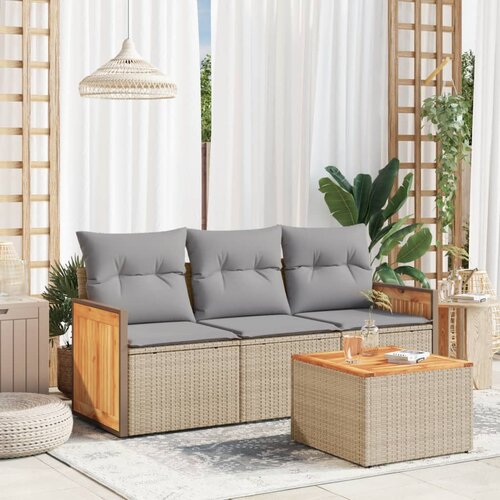 vidaXL 4-dijelni set vrtnih sofa s jastucima bež od poliratana Cijene