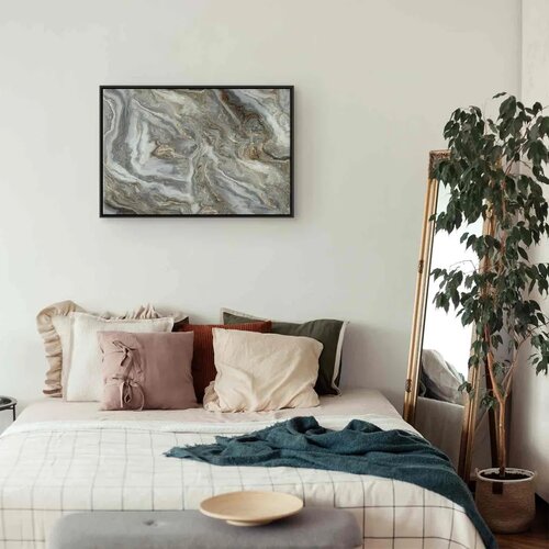  Slika - Stone abstractions &amp;ndash; marble structures in neutral shades 90x60 U crnom drvenom okviru Slike