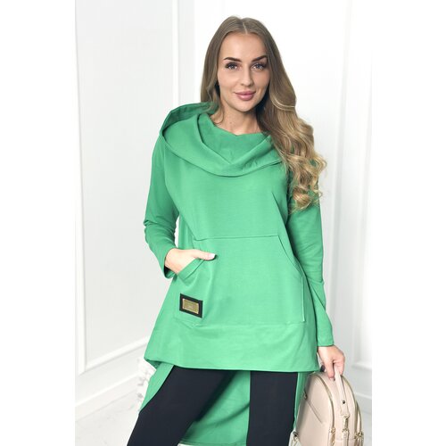 Kesi Long back sweatshirt with hood light green Slike