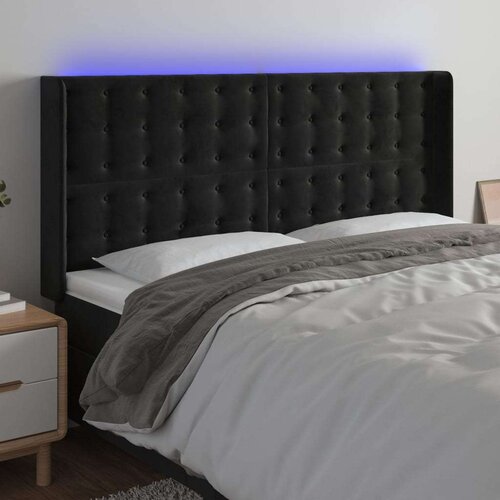 vidaXL LED posteljno vzglavje črno 183x16x118/128 cm žamet Cene