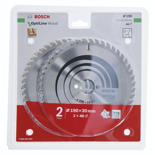 Bosch 2x Optiline Wood 190x30x2.6/1.6x48T - 2608644651 Slike