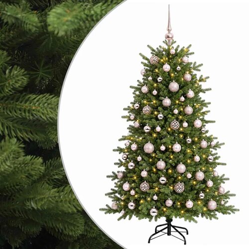  Umjetno božićno drvce s kuglicom 210 cm 300 LED lampica - 210 cm s LED-ima i ružičastim lopticama Slike