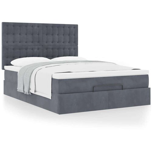 vidaXL Otomanski posteljni okvir z vzmetnicami siv 140x190cm žamet Cene