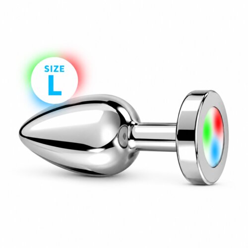 EASYTOYS ANAL ANALNI ČEP Easytoys Led Light Silver (L) - velik, kovinski, led luč, debelina 3,9 cm Slike