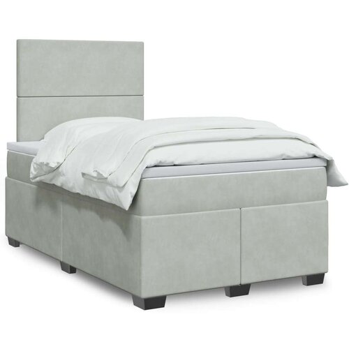 VidaXL Krevet s oprugama i madracem svjetlosivi 120x190 cm bar&amp;scaron;unasti Slike