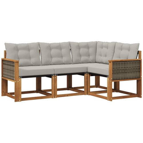 vidaXL Zunanja garnitura za sedenje 4 pcs Naravna in svetlo siva, (5000281231) Cene
