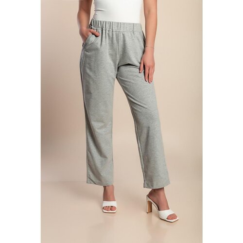 Fenzy Plus Size Bombažne Hlače, Sive Cene