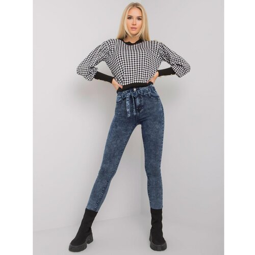 Fashion Hunters blue slim fit jeans with a belt Slike