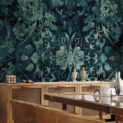  Foto tapeta - Oriental Pattern Carpet: Emerald Ornaments and Worn Patterns 400x280 Vodootporna Slike