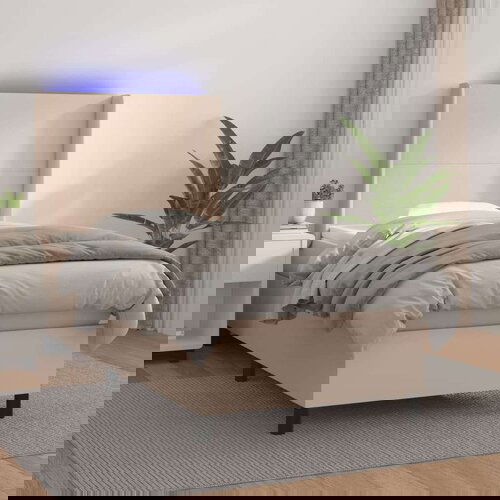  Box spring postelja z vzmetnico LED kapučino 100x200 cm, (20723528) Cene