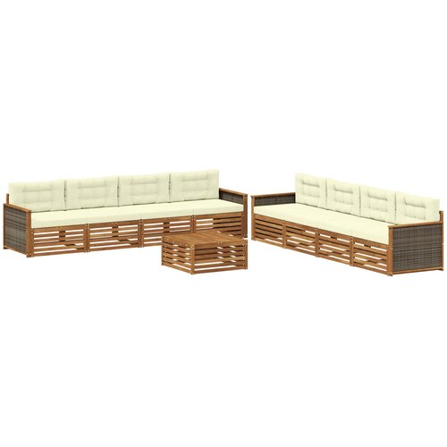 vidaXL Zunanja garnitura za sedenje z blazino 9 pcs Naravna in smetana, (5000280253) Cene