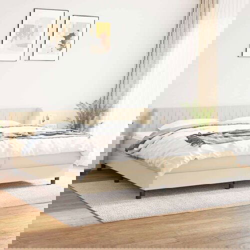  Krevet s oprugama i madracem krem 200 x 200 cm od tkanine Cijene