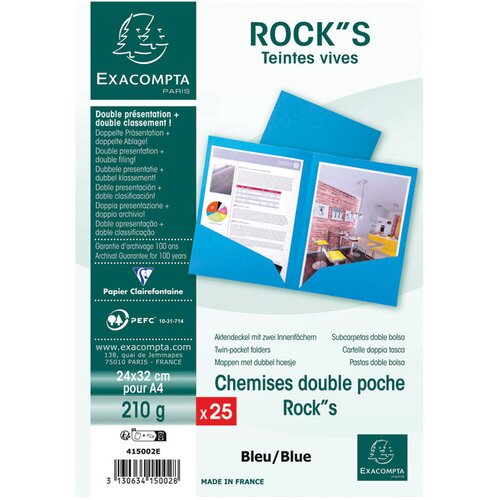  FASCIKL PREKLOPNI KARTONSKI A4 SA 2 DŽEPA PK25 EXACOMPTA 415002E PLAVI Slike