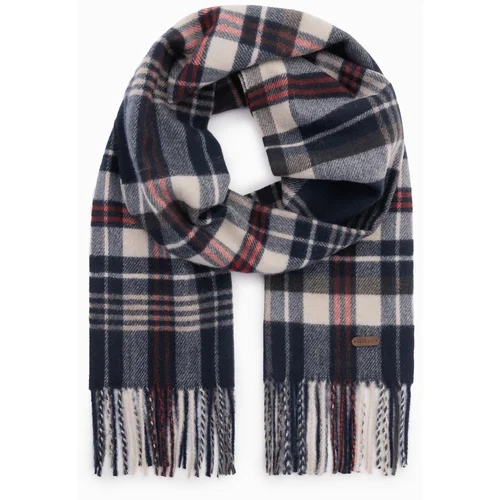 Ombre Men's Scottish check fringed scarf - navy blue and cream