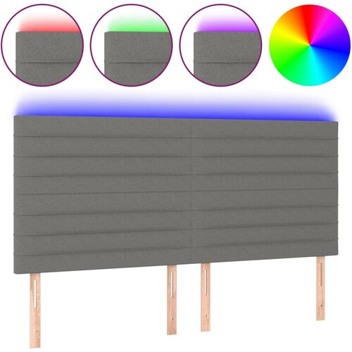 Maison Chic led posteljno vzglavje - vzglavna omarica - nočna omarica temno sivo 180x5x118/128 cm blago, (21709347) Slike