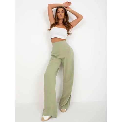 Fashion Hunters Light green wide trousers made of linen material from OCH BELLA