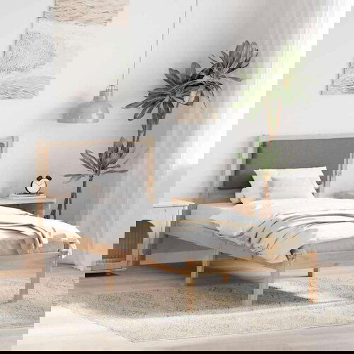  Okvir za krevet Sivo-smeđa 80 x 190 cm Čvrsto borovo drvo Slike