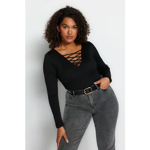 Trendyol Curve Plus Size Sweater - Black - Fitted