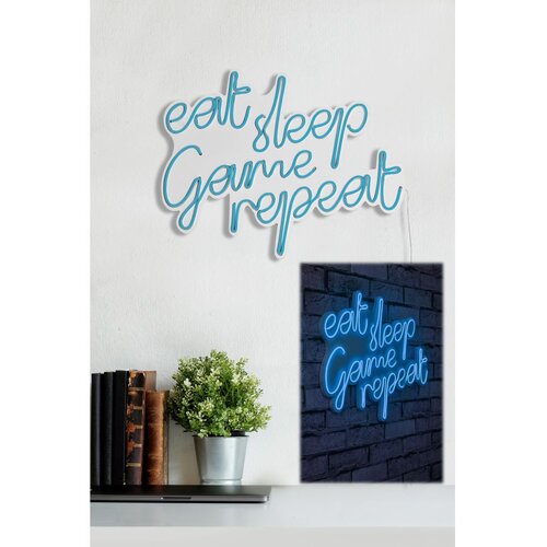  Zidna LED dekoracija eat sleep game repeat, 375 cm, IP67, 12V, Plava Slike