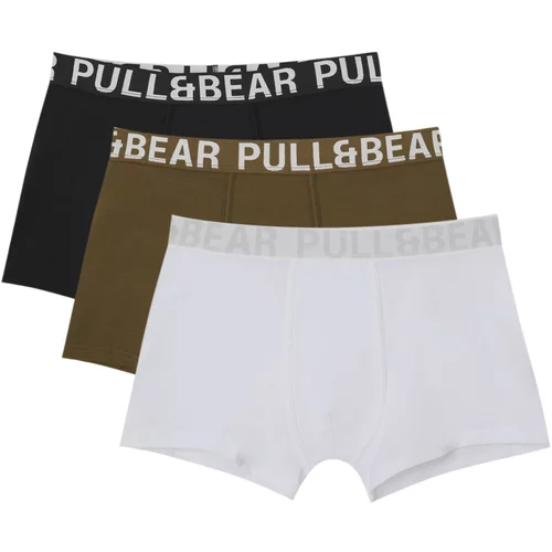 Pull&Bear Bokserice svijetlosiva / maslinasta / crna / bijela