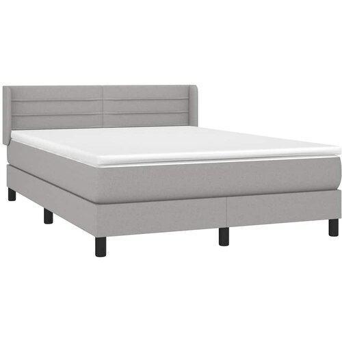  Krevet s oprugama i madracem svjetlosivi 140x190 cm od tkanine Slike