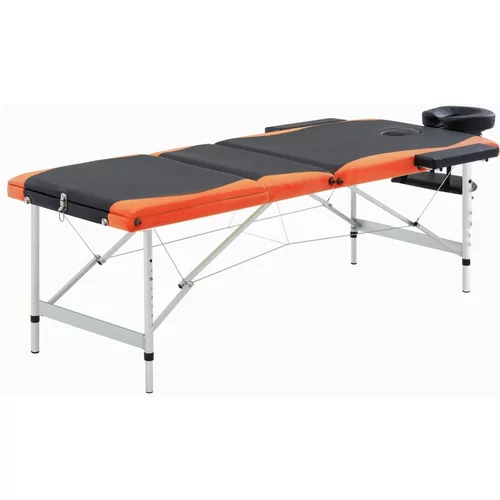 vidaXL Sklopivi masažni stol s 3 zone aluminijski crno-narančasti