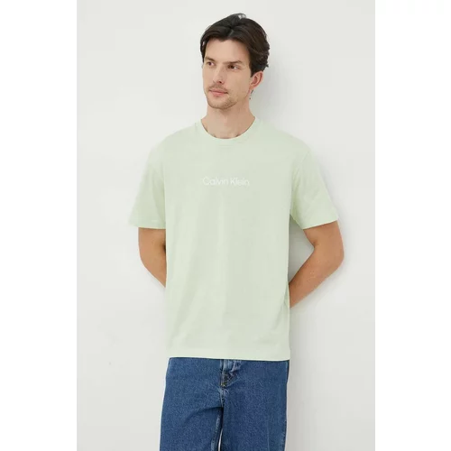 Calvin Klein Bombažna kratka majica zelena barva