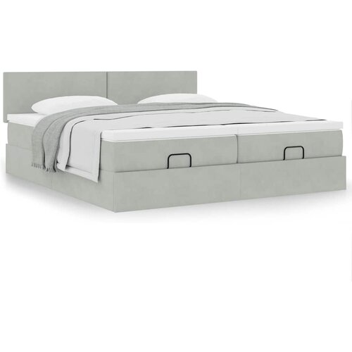 vidaXL Otomanski posteljni okvir z vzmetnicami siv 160x200 cm žamet Cene