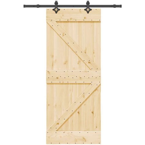 vidaXL Drsna vrata s kompletom vodil 85x210 cm trdna borovina Cene