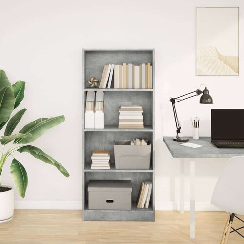 VidaXL Regal za knjige boja betona 60x24x143 cm konstruirano drvo Slike