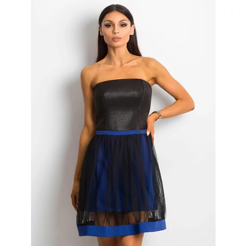 Fashion Hunters Navy blue corset dress with tulle trim