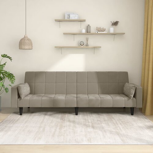  The Living Store Kavč dvosed z leži&amp;scaron;čem in dvema blazinama svetlo siv žamet - Raztegljiv Kavč, (21494328) Slike