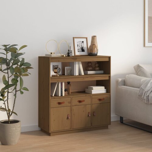 vidaXL Visoka omara medeno rjava 100x40x108,5 cm trdna borovina Cene