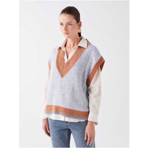 LC Waikiki V-Neck Patterned Oversize Womens Knitwear Sweater Slike