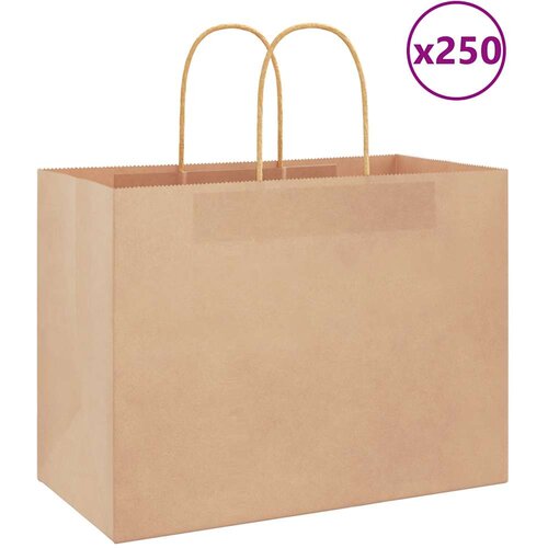 vidaXL Papirnate vrećice 250 kom s ručkama smeđe 32x17x25 cm Cijene