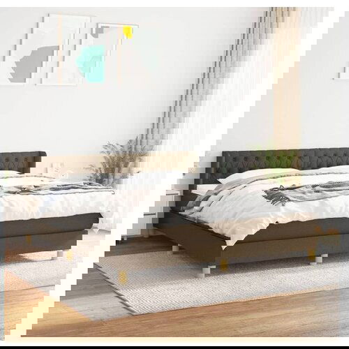 vidaXL Box spring postelja z vzmetnico temno rjava 180x200 c Cene