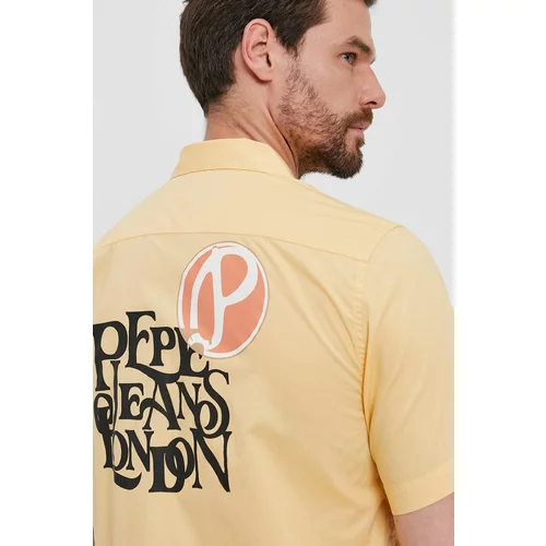 Pepe Jeans Pamučna košulja za muškarce, boja: žuta