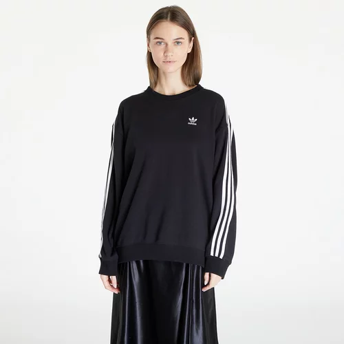 Adidas 3 Stripes Oversized Crew Sweatshirt Black
