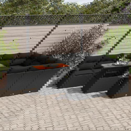 vidaXL 11-dijelni set vrtnih sofa od poliratana s jastucima crni Cijene