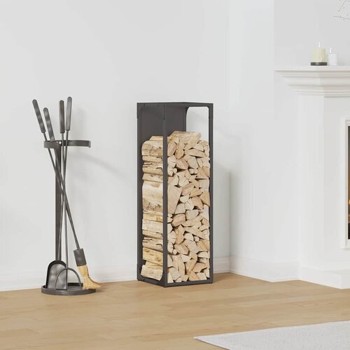 vidaXL Stalak za drva crni 25x25x80 cm Hladno valjani čelik Cijene