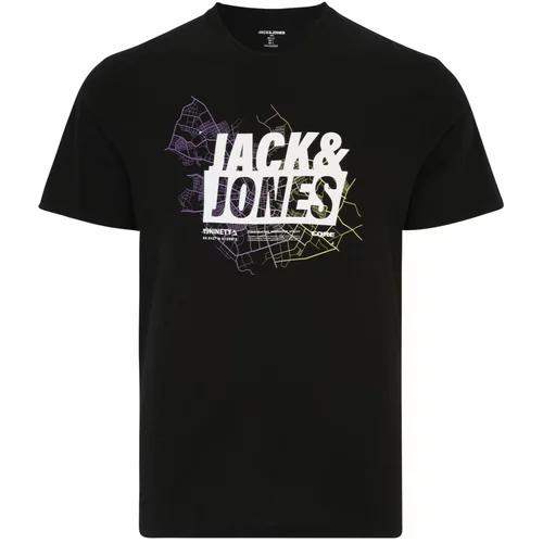 Jack & Jones Majica 'MAP' limona / svetlo lila / črna / bela