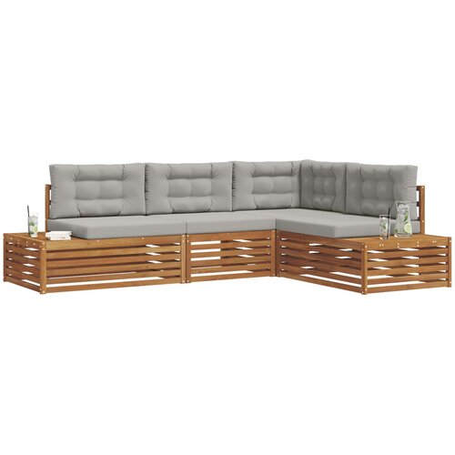 5 kom. Set vanjskih sofa Čvrsto drvo akacije i poliester Slike