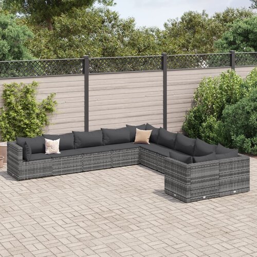  11-dijelni set vrtnih sofa od poliratana s jastucima smeđi Slike
