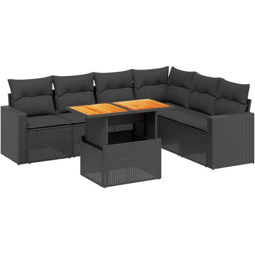 Maison Chic Seti vrtnega pohištva - Vrtna garnitura - Vrtni pohištvo set 7-delna z blazinami črn poli ratan, (21802597) Cene