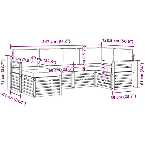  Set vanjskih sofa 6 kom. Prirodna i krem Poliester 247 x 128,5 x 73 cm Slike