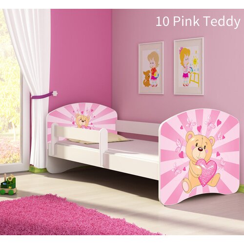 Dječji krevet ACMA s motivom, bočna bijela 140x70 cm 10 Pink Teddy Bear Cene