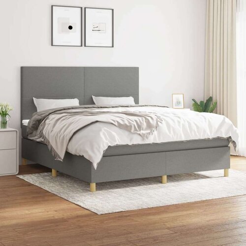  Box spring postelja z vzmetnico temno siva 180x200 cm blago, (20789992) Slike