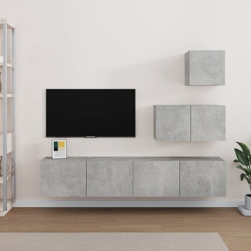 The Living Store Komplet TV omaric 4-delni betonsko siv inženirski les - TV Omarica, (21374491) Slike